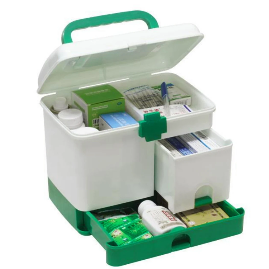 De uz casnic Multi-strat de Prim Ajutor Kit Multifunctional Medicina Cutie de Depozitare Organizator - Verde