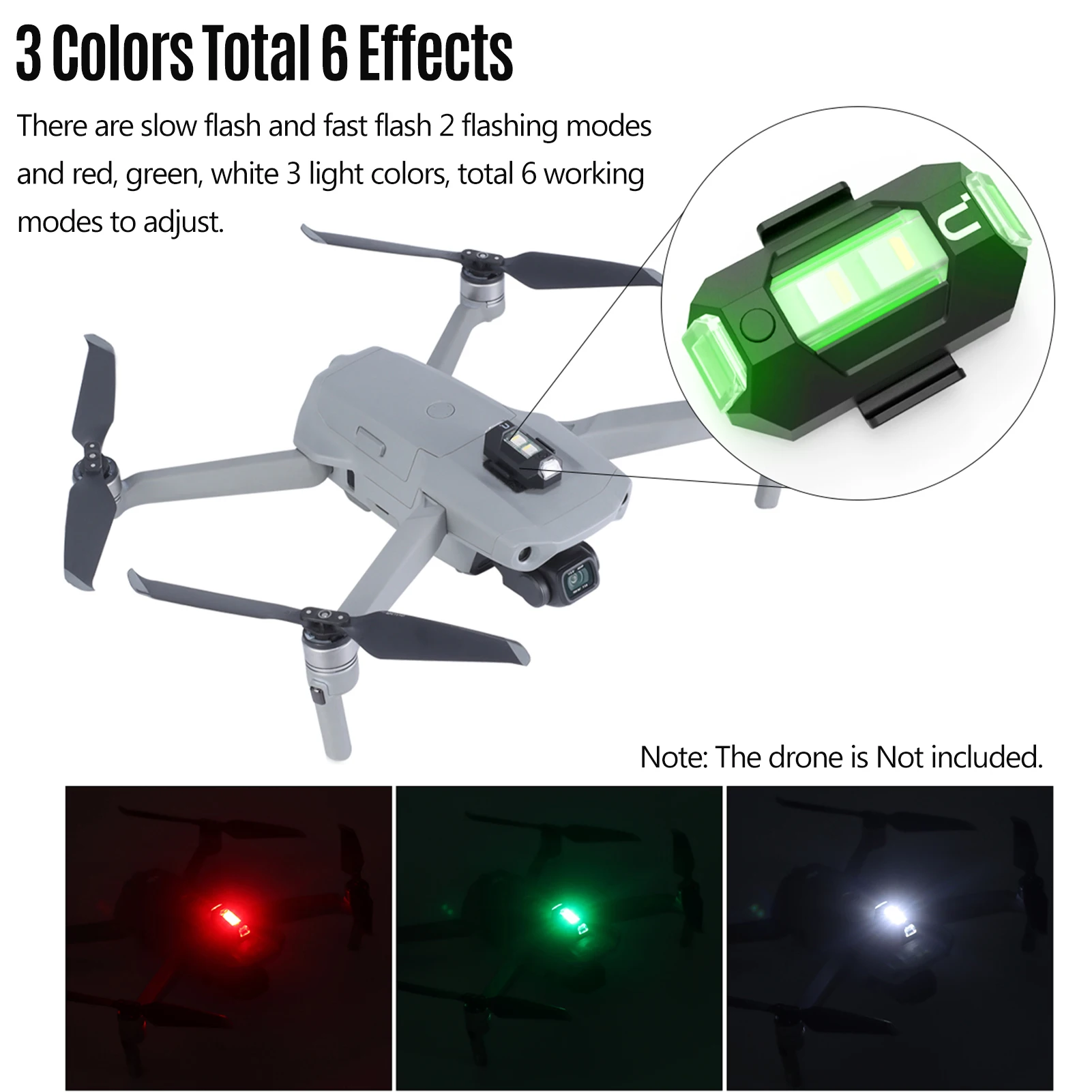 Ulanzi Drone Strobe Lumină Intermitentă 3 Culori Lent Rapid Intermitent Anti-coliziune Ușoară cu Built-in Baterie pentru DJI Mavic AIR 2