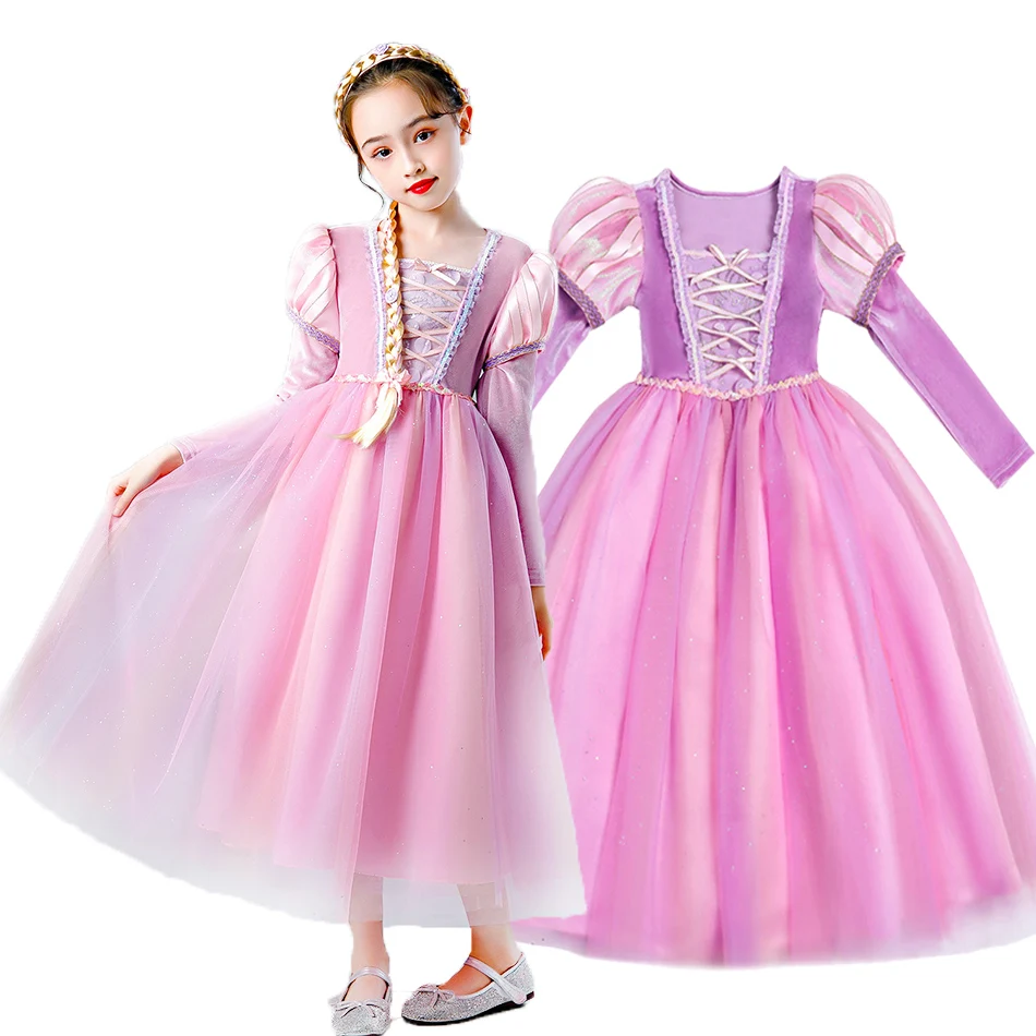 Rochie de printesa Rapunzel Copii Mascarada Fantezie Costume pentru Copii Rochii pentru Copii Fete Rapunzel Încurcat Costum de baie, Rochie de
