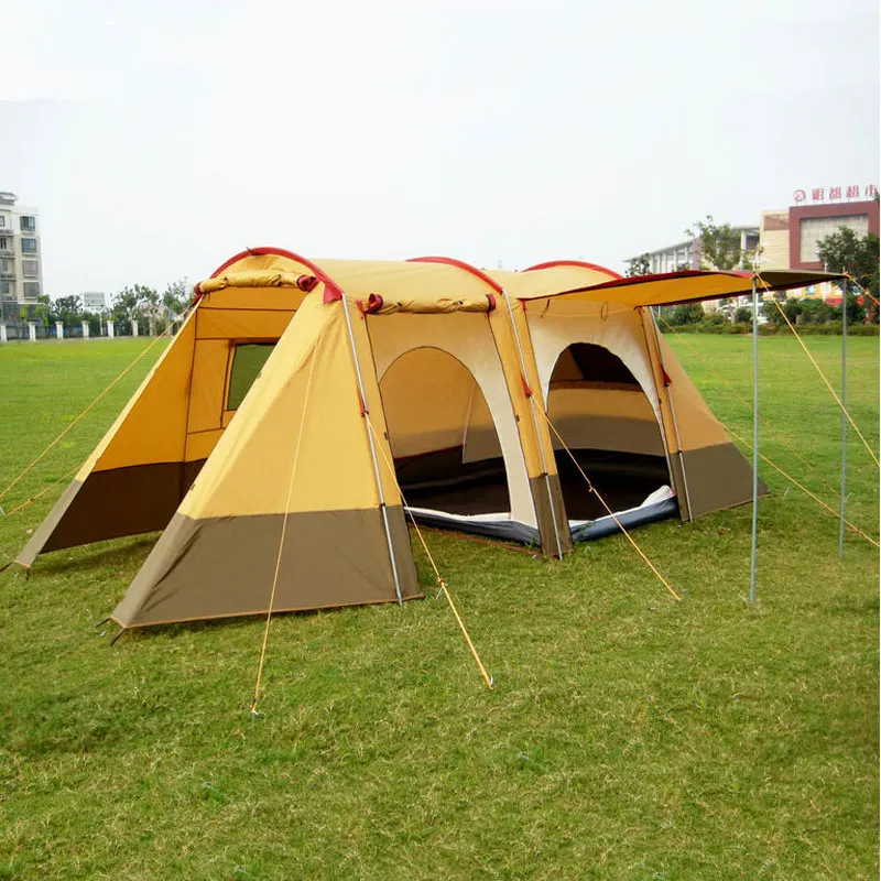 Cort 4 locuri turistice strat dublu de camping cort cu 3 intrari pentru vacanță