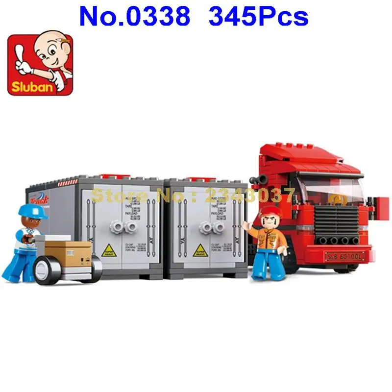 Sluban 345pcs oraș serie dublu container de marfă camion masina blocurile 3 Jucărie