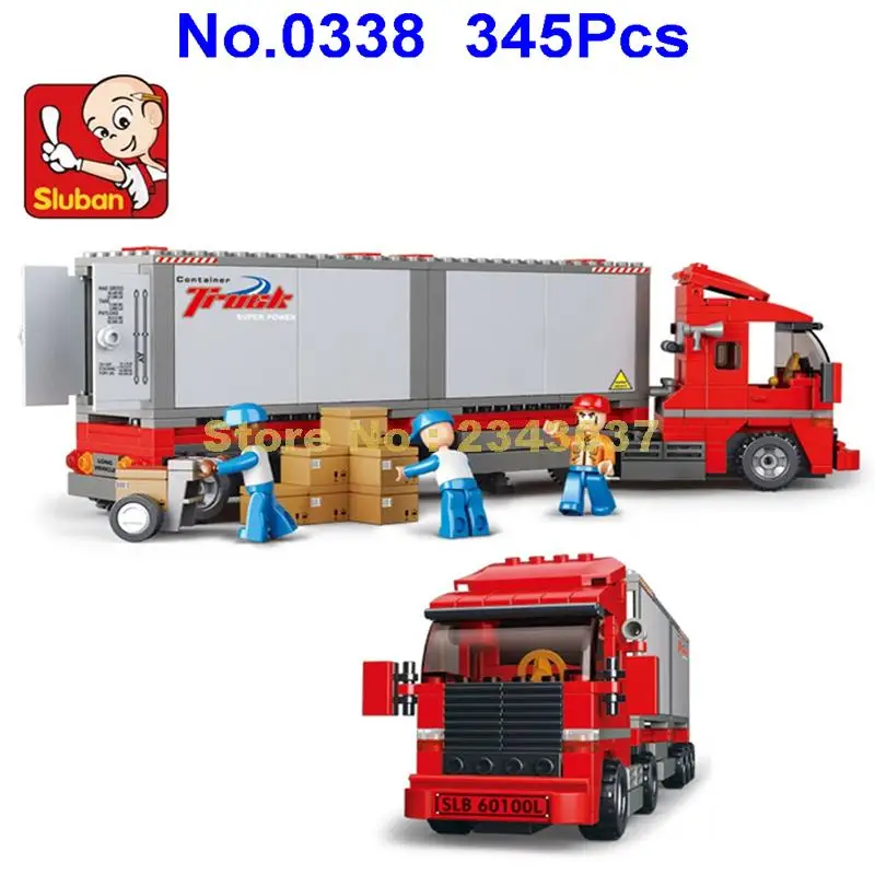 Sluban 345pcs oraș serie dublu container de marfă camion masina blocurile 3 Jucărie