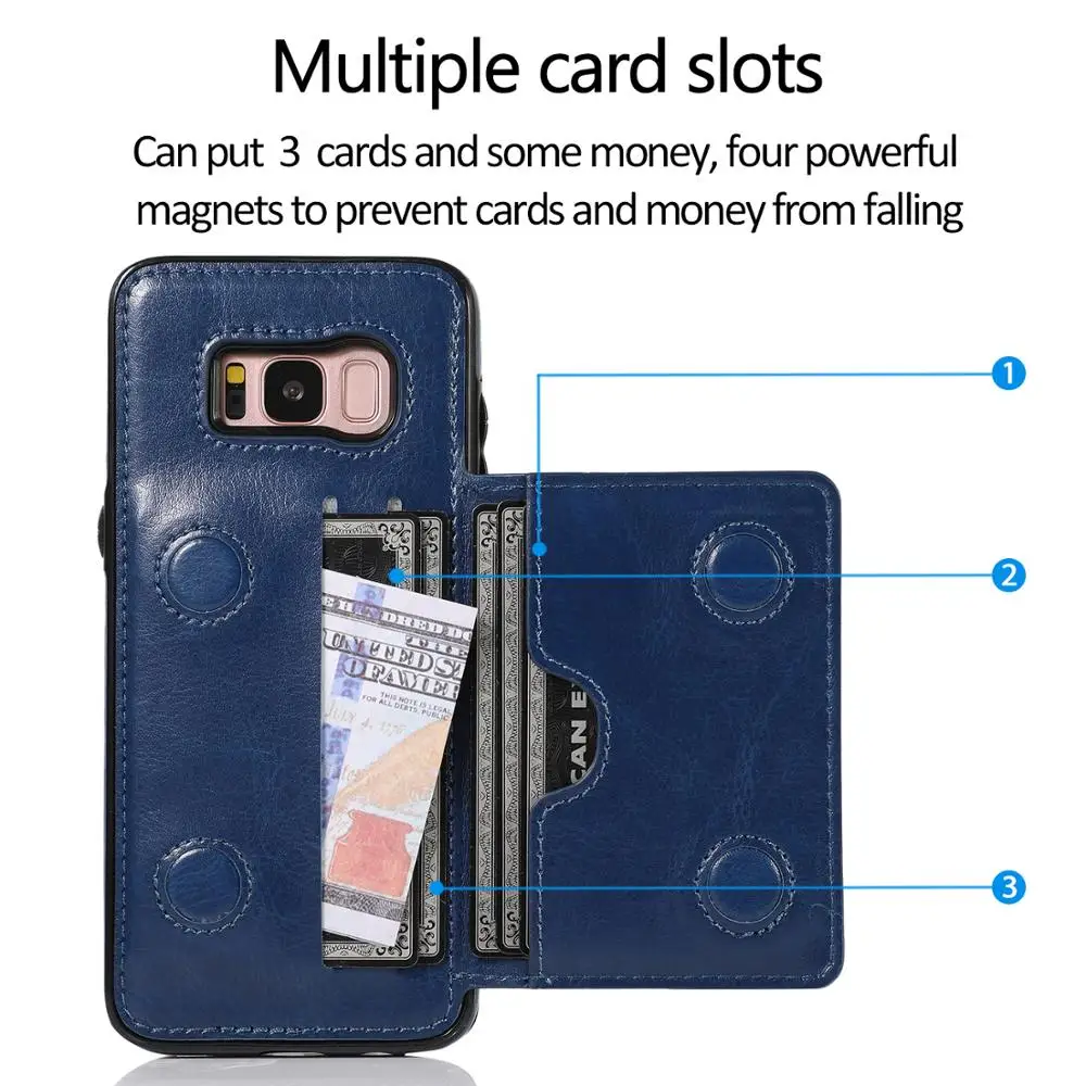 Magnetic Cataramă din Metal de Caz Pentru Samsung Galaxy S20 S10 S8 S9 Plus Ultra S10E A50S A30S A10 A70S A40 A20E Cu 3 Sloturi pentru Carduri de Acoperire