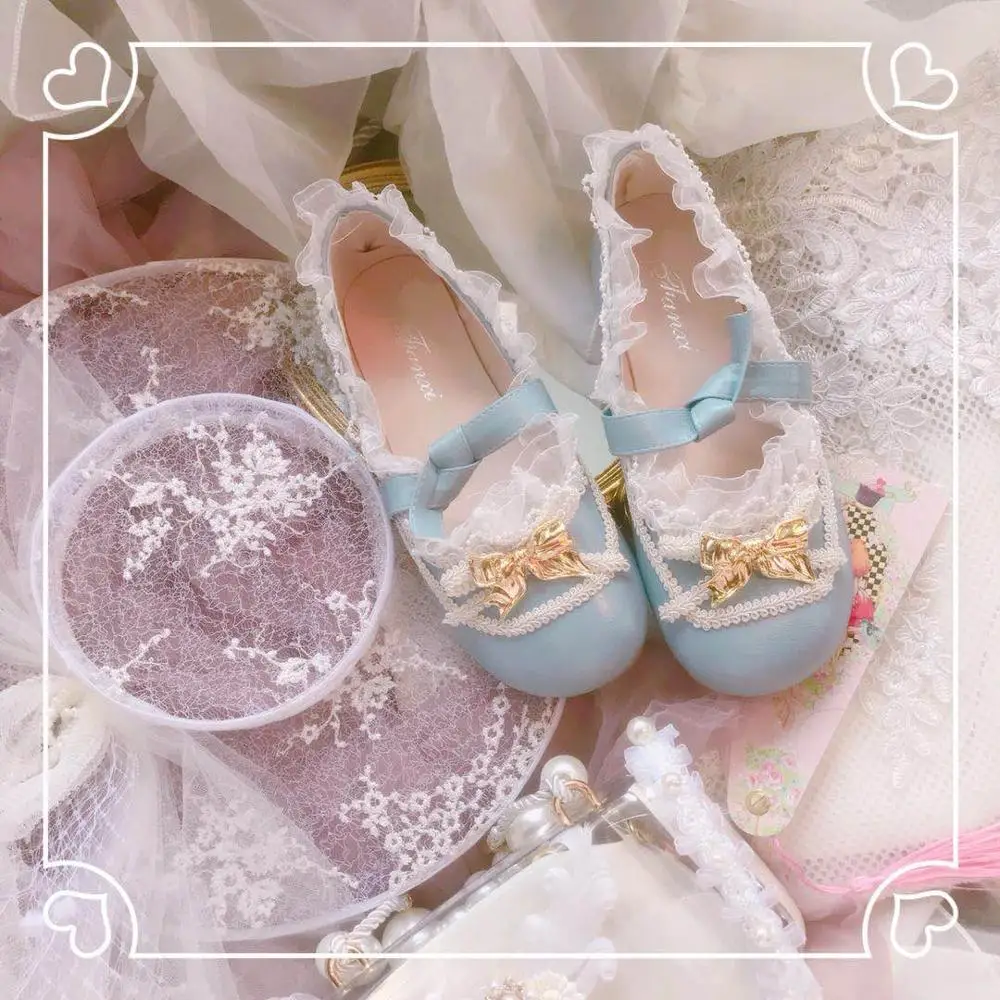 Lolita rotund pantofi plat dulce stil retro Vintage Dulce Lolita Pantofi Bowknot Printesa Kawaii Fata Femei Pantofi Low-Toc Rotund