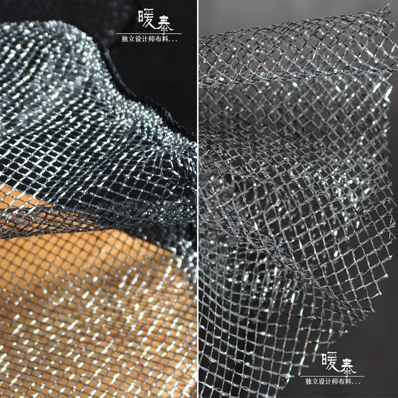 Grilei de diamant Gol a ochiurilor de Plasă Tesatura Tul Negru Argintiu DIY Mozaic Voal Decor Fusta Rochie de Designer Rochie de Mireasa Tesatura