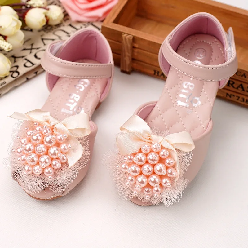 Coreean Floare de Fată de Moda Sandale din Piele de Fildeș Margele Drăguț Perla Mica Printesa Acasă Pantofi Guangzhou Non-alunecare Pantofi de Plaja