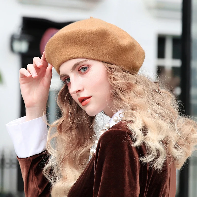 Lână Bereta Femei Pălării De Iarnă Franceză Palarie Fete Solid De Culoare Moda Toamna Iarna Bereta Palaria Pentru Femei Capac Plat Pălărie De Fetru Berete
