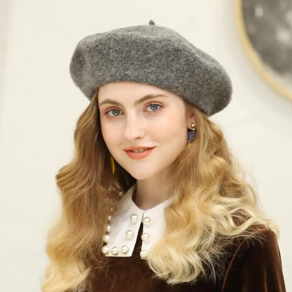 Lână Bereta Femei Pălării De Iarnă Franceză Palarie Fete Solid De Culoare Moda Toamna Iarna Bereta Palaria Pentru Femei Capac Plat Pălărie De Fetru Berete