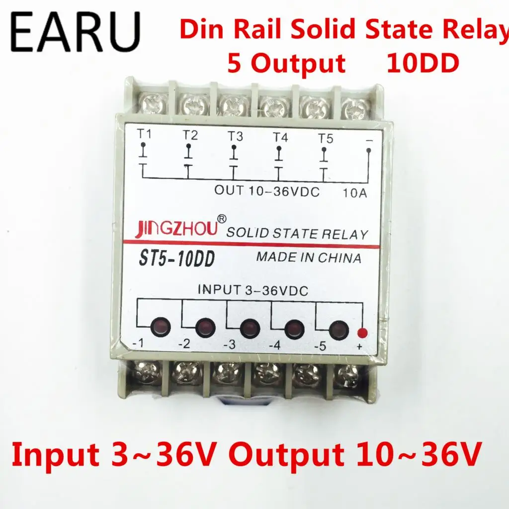 10DD 5 Canal șină Din RSS quintuplicate cinci de intrare 3~36VDC de ieșire 10~36VDC singură fază DC releu solid state