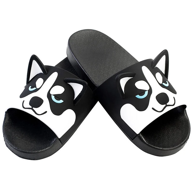Drăguț Pisică Câine De Vara Femei Fete Slide-Uri De Sandale Animal De Desene Animate Papuci De Plaja Pantofi Platforma Doamnelor Alunecare Pe Flip-Flops
