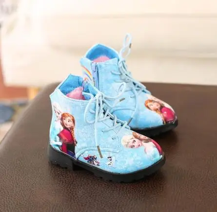 Toamna Iarna Copii Fete Copii Snow Queen Pu Cizme din Piele Pantofi Casual Moda Desene animate Cizme Pentru Fete Pantofi de Școală UE 26-36