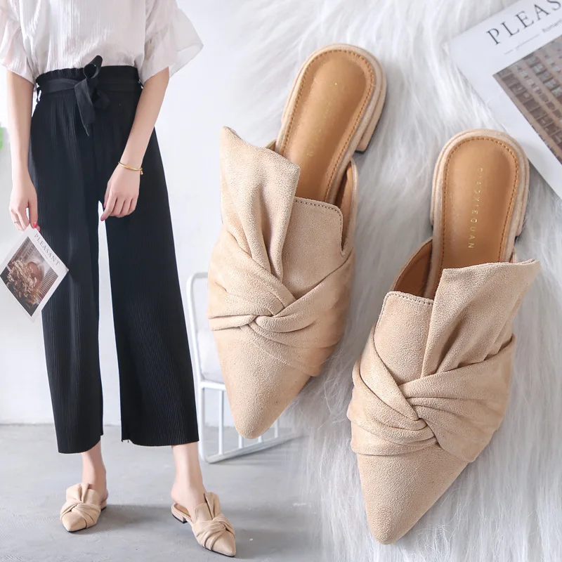 Top Femei 2019 Nou Stil coreean Baotou Papuci Femei de Primăvară și de Vară Plat-toc Plat-talpa Pantofi pentru Femei