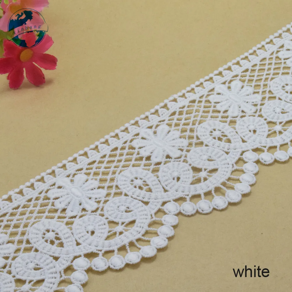 3yards 8cm alb poliester broderie dantelă franceză panglica dantelă ghipura material diy ornamente de tricotat cu urzeală, Accesorii de cusut#3745