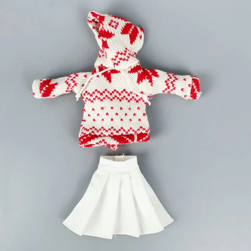 Iarna Alb Rosu de Craciun Set Haine pentru Papusa Barbie Costume Pulover Hoodies Fuste Plisate Costum pentru 1/6 BJD Papusi Accesorii