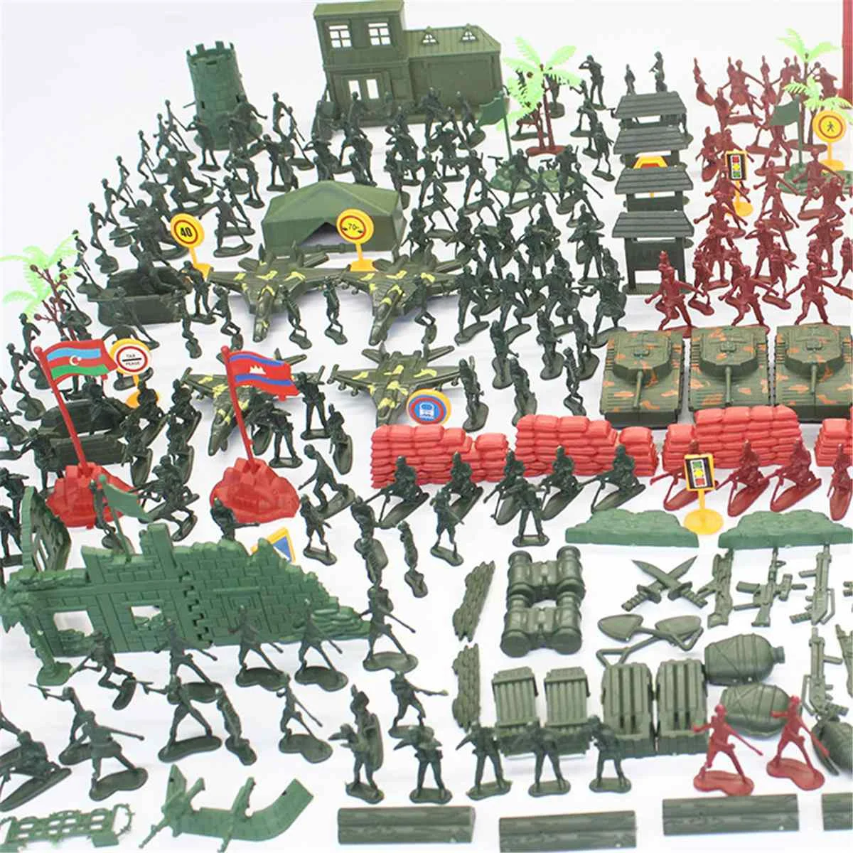 330pcs Militare din Plastic Model Playset Kit de Jucărie s Cifrele Accesorii Model de Joc Sandbox Militar Armata Bărbați Figura