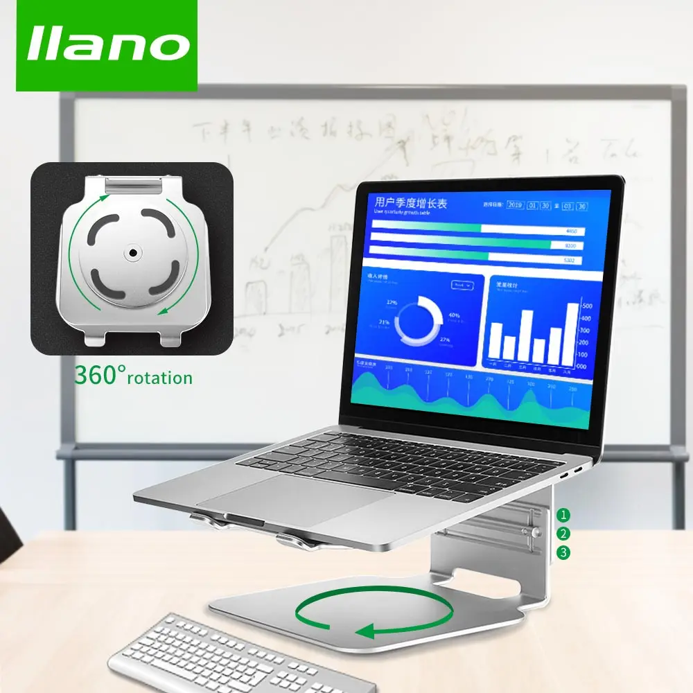 LLANO Laptop Stand Birou de 360 de Grade de Rotație de Jos Reglabil pe Înălțime pentru MacBook Air Pro Suportul de Răcire Pad Laptop PC Titular