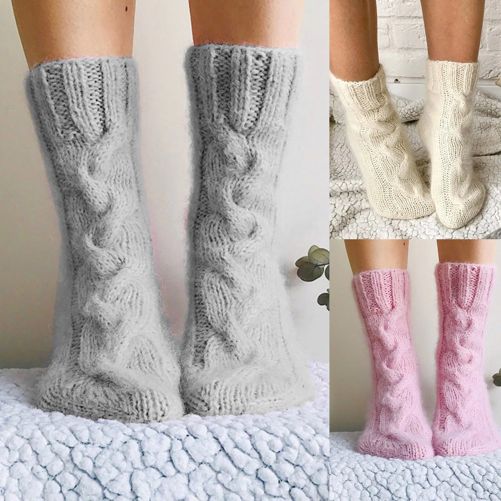 Femei Iarna Cald Papuci De Casă Șosete Tricot Șosete Non Alunecare Acasă Termică Scurt Șosete Confortabile, Elegante Calcetines Mujer