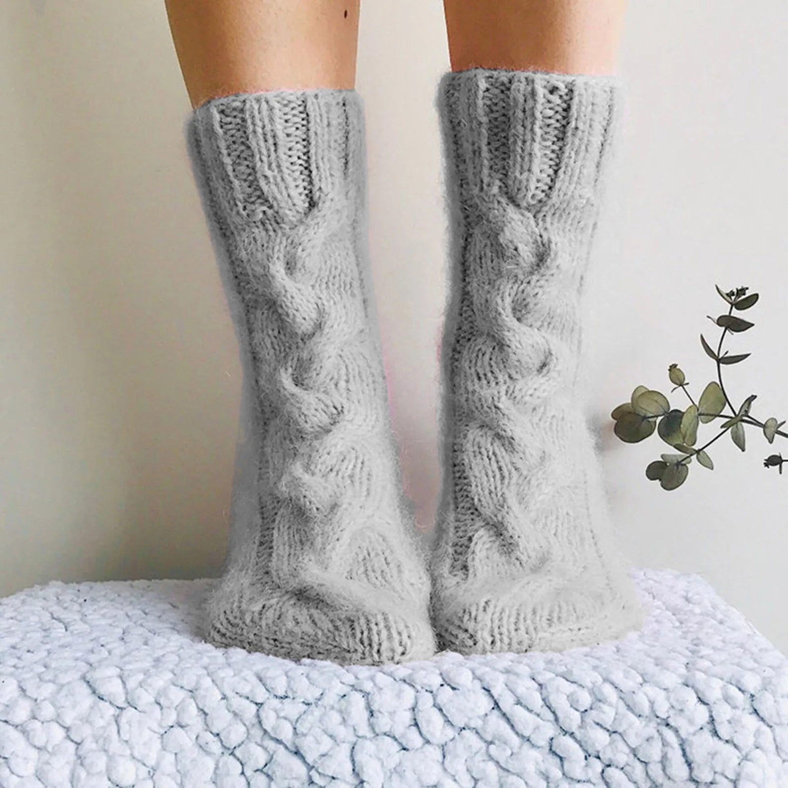 Femei Iarna Cald Papuci De Casă Șosete Tricot Șosete Non Alunecare Acasă Termică Scurt Șosete Confortabile, Elegante Calcetines Mujer