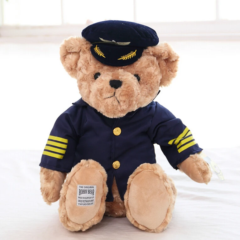 1 buc Nou Pilot Drăguț Ursuleț de Pluș Jucărie Căpitanul purta Papusa Cadou de Ziua Jucărie pentru Copii Baby Doll