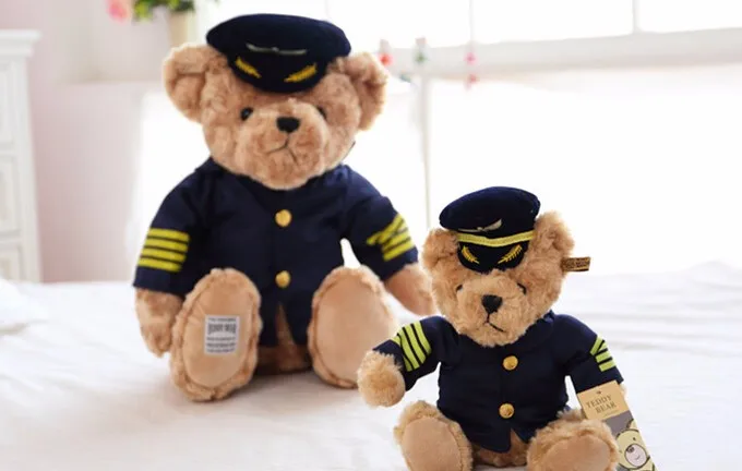 1 buc Nou Pilot Drăguț Ursuleț de Pluș Jucărie Căpitanul purta Papusa Cadou de Ziua Jucărie pentru Copii Baby Doll