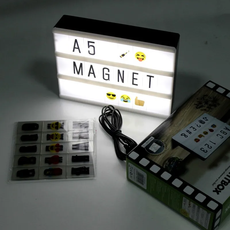 A4 A5 Dimensiune Cinema Lightbox RGB Lumina de Noapte DIY Bord Mesajul Cu Litere Negre /Numere AA Baterie Portabil Cinema Cutie