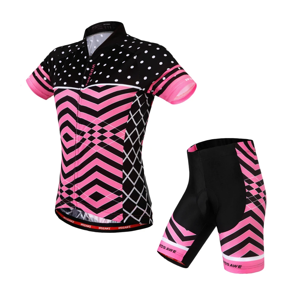 WOSAWE Femei pe Maneci Scurte Ciclism Îmbrăcăminte Costum Ciclism Jersey + Respirabil Biciclete pantaloni Scurți, Fuste cu 3D Pad Sport Set