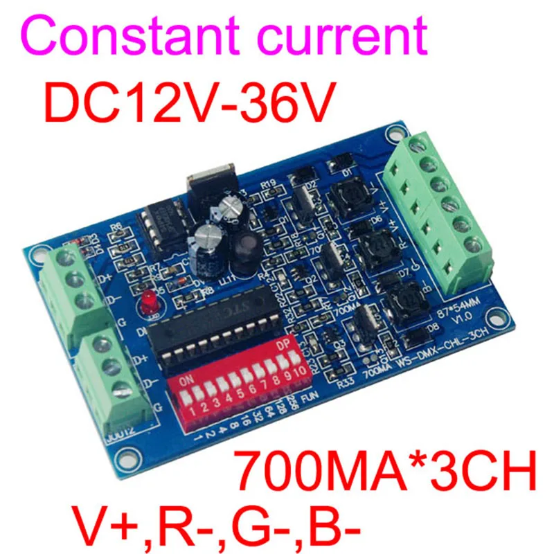3CH DMX512 decodor 350MA/700MA Curent Constant DC12V-36V DMX Decodor LED RGB Controller WS-DMX-CHL-3CH pentru lampă cu led-uri