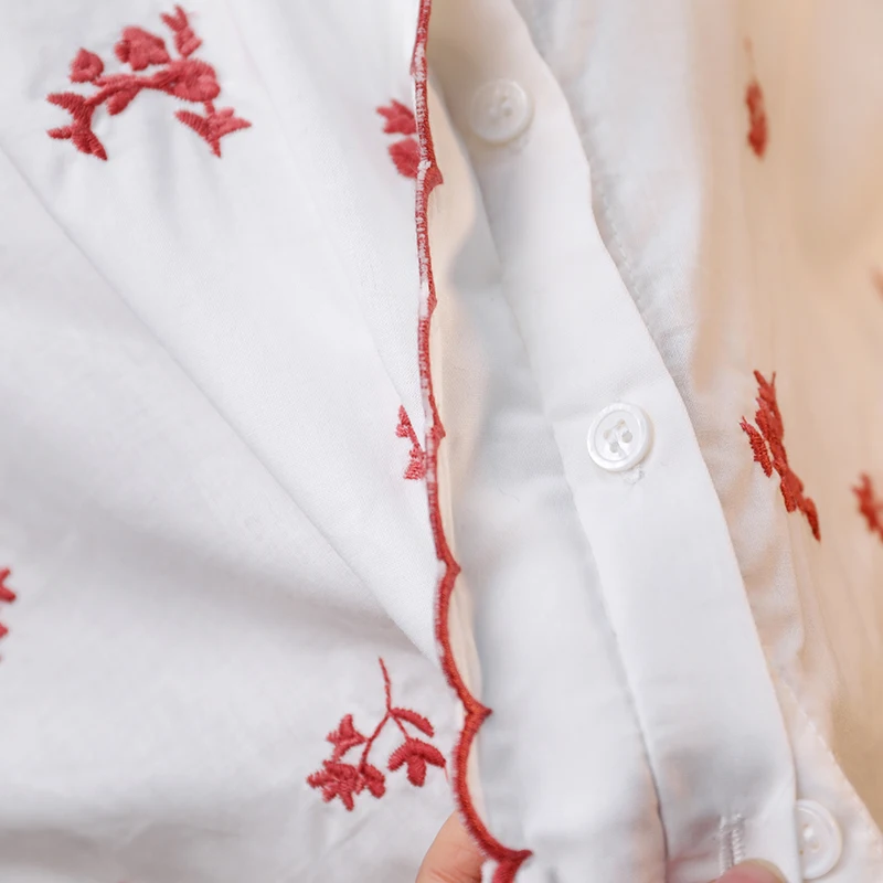 Broderie Tricou Alb Femei Casual De Vara Ciufulit Gâtului Maneca Lunga Bluza Eleganta 2020 Chic Lady Femei Camasi Toamna