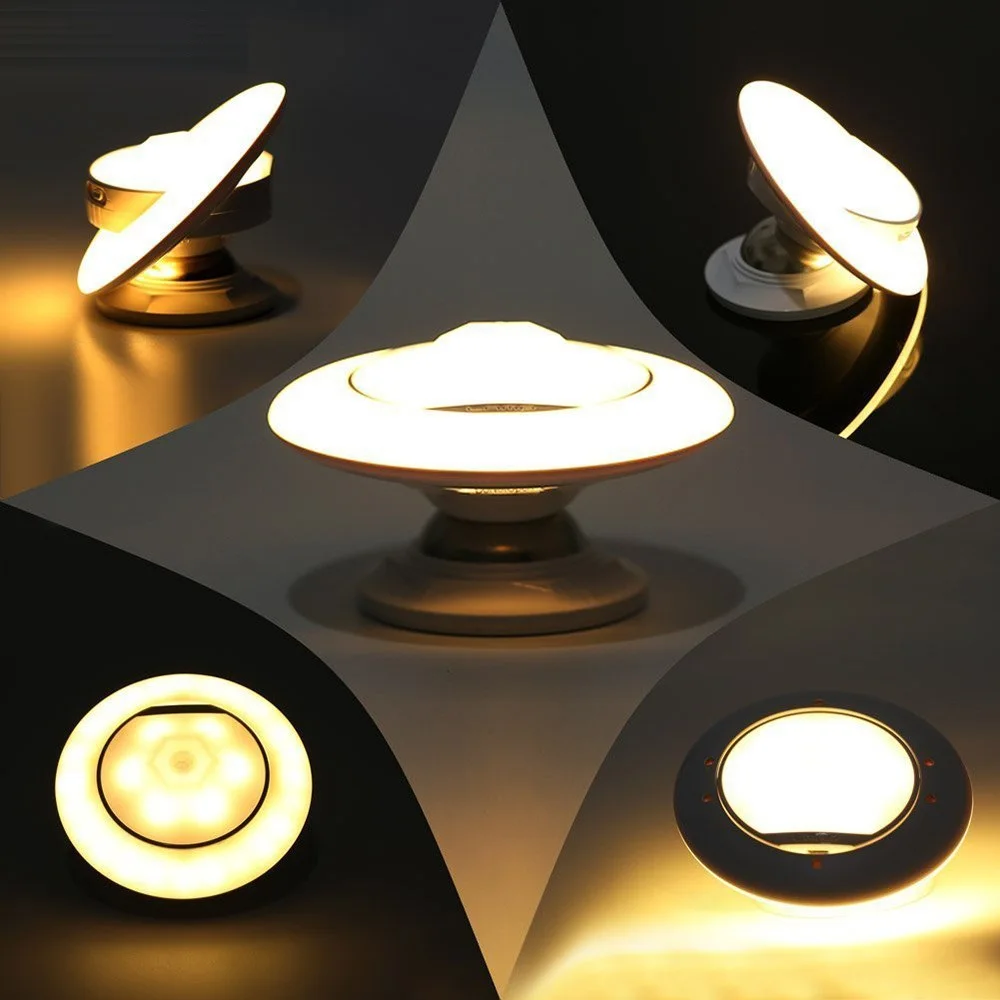 LED OZN-uri Lumina de Noapte 360 De Grade Rotative Senzor de Mișcare Lampă de Perete de Lumină Lampă Pentru Hol, Debara, Dormitor Nightlights