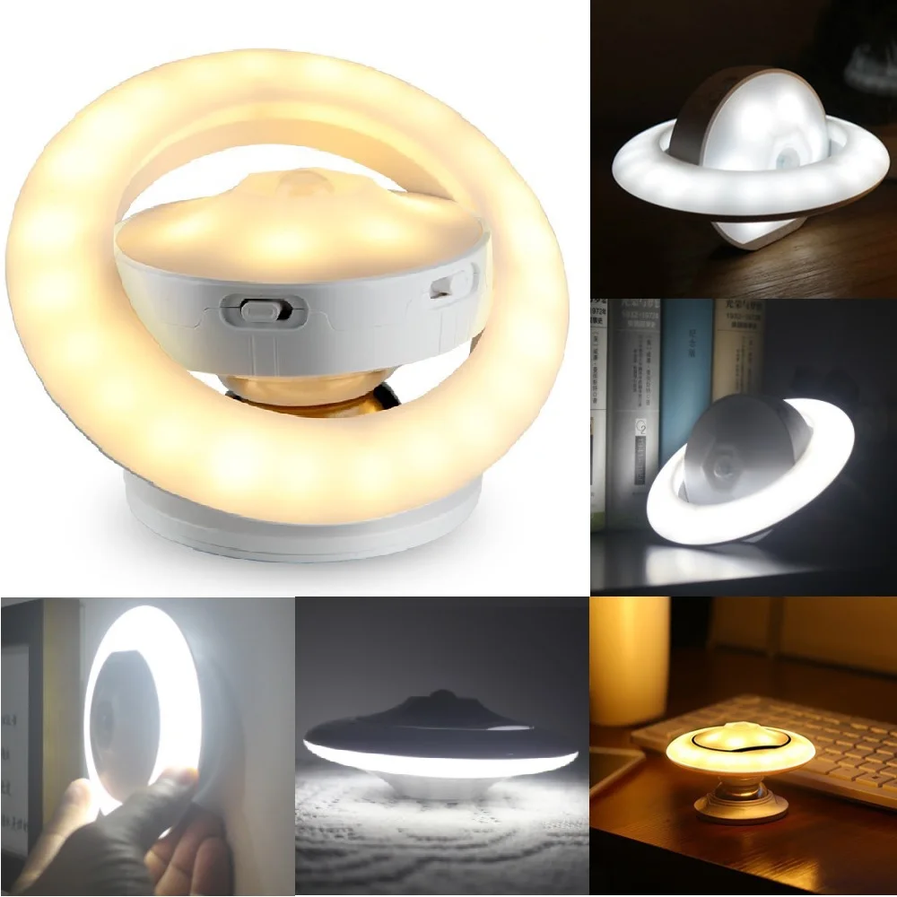 LED OZN-uri Lumina de Noapte 360 De Grade Rotative Senzor de Mișcare Lampă de Perete de Lumină Lampă Pentru Hol, Debara, Dormitor Nightlights