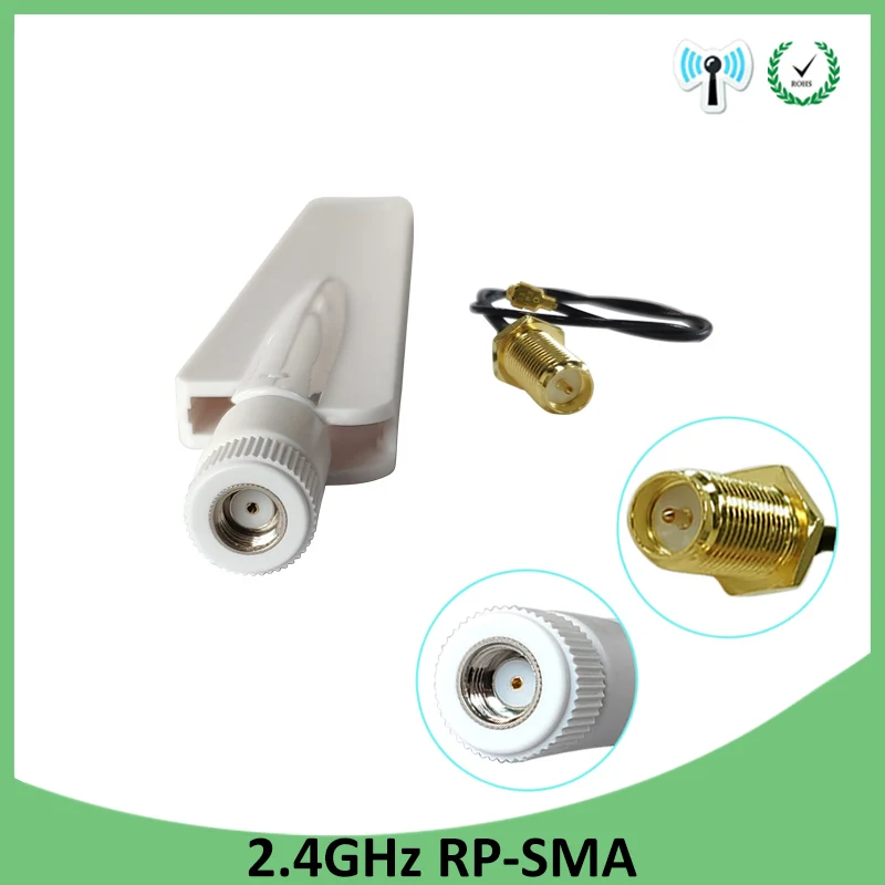 2.4 Ghz antena Wifi 8dbi conector RP-SMA alb 2.4 G antena Router Antena 2.4 ghz + 21cm RP-SMA Male Cablu Coadă