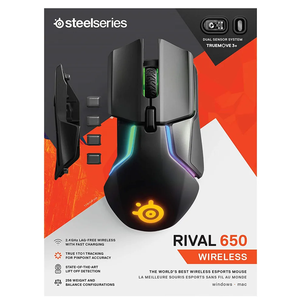 SteelSeries Rival 650 - Quantum Wireless Gaming Mouse - dualen optischen Senzor - einstellbarer Lift-off-Distanz - abstimmbaren