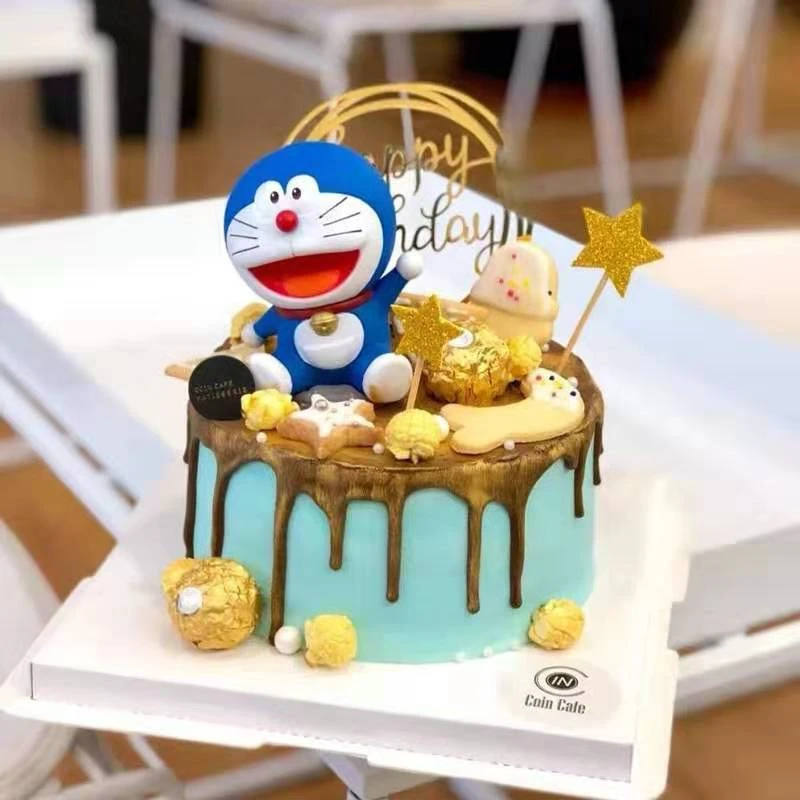 Doraemon Tort Fân Tort De Decorare Petrecere De Nunta Desert Decor Decor Acasă În Miniatură Desene Animate, Figurine, Ornamente