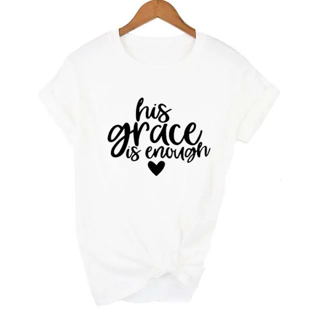 Harul Său Este Suficient De T-Shirt Creștin Isus Tee Îmbrăcăminte Harul Său Este Suficient Grafic Topuri Tumblr Sloganul Tricou Haine