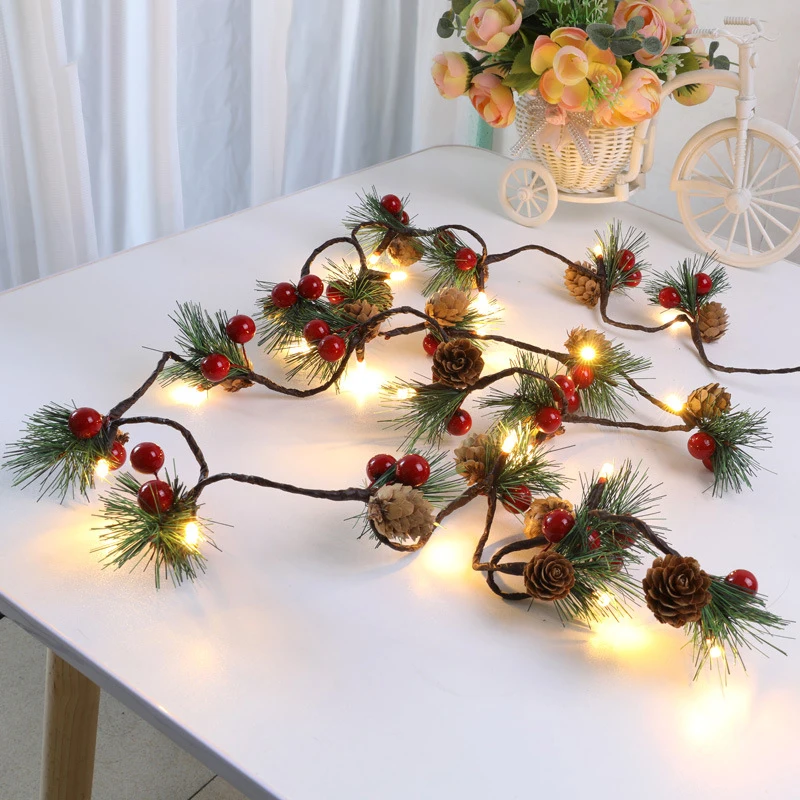 Anul nou Ghirlanda Șir de Lumini de Crăciun Con de Pin Șir LED Lumini de Basm Ornamente pentru Pomul De Crăciun Natal Decor de Crăciun