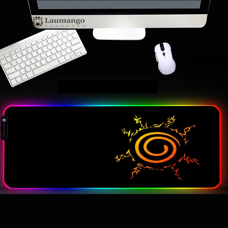 RGB Mouse Pad Gamer Naruto Anime Design de Iluminat XXL Cauciuc Mouse-ul Mat Luminos de încărcare Accesorii Gaming Mousepad