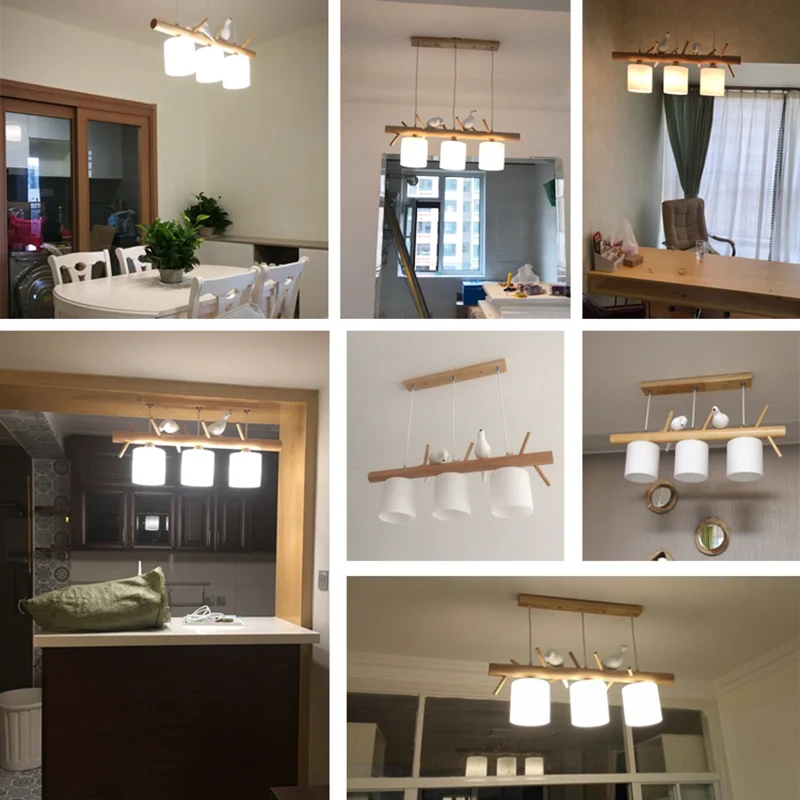 Modern din lemn de Papadie pandantiv cu led-uri de lumină din lemn bird pandantiv lampă pentru camera de zi Restaurant decorare dormitor corp de iluminat