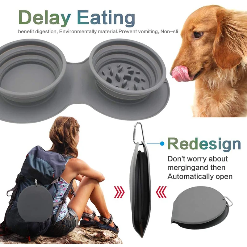 Benepaw Pliabil Castron Câine Lent Alimentator Reglabil Silicon Portabil Non-alunecare de Apă de Alimentare animale de Companie Castron de Siguranță, non-Toxic Catelus de Călătorie
