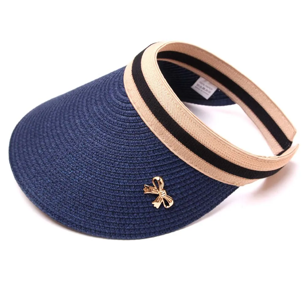 Noua Moda Femei Arc de Vară Viziere Pălărie de Soare Pălărie Largă de Mare Plaja de Refuz Pălării de Paie Pălărie chapeau femme Plaja Protectie UV Capace