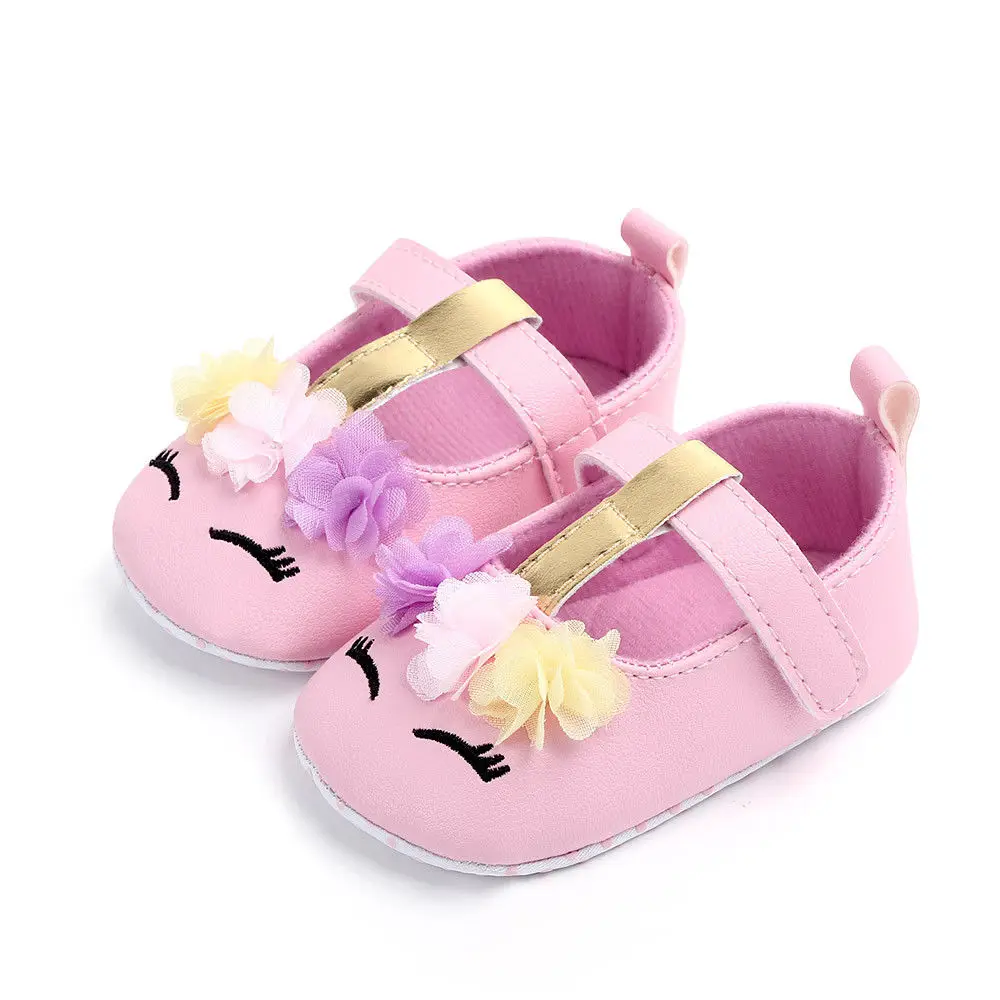 2019 Brand Nou Copilul copil Fete de Flori Unicorn Pantofi din Piele PU Pantofi cu Talpă Moale Crib Pantofi de Primăvară Toamnă Primul pietoni 0-18M