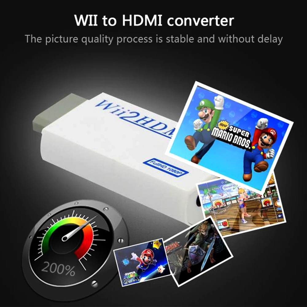 HD 1080P Wii la HDMI Convertor Adaptor Wii2 Convertor HDMI Ieșire Audio de 3,5 mm pentru PC HDTV Monitor