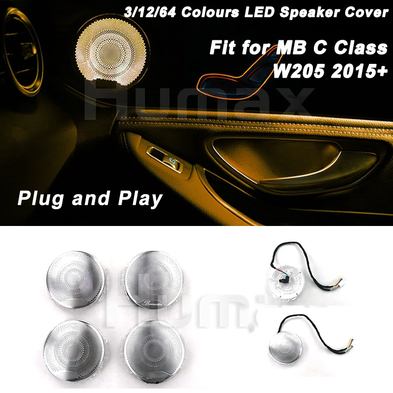 3/12/64 culori LED-uri Auto Difuzor Audio Cover pentru E/C/GLC Class W213 W205 x253 difuzor capacul cu LED-uri iluminat ambiental