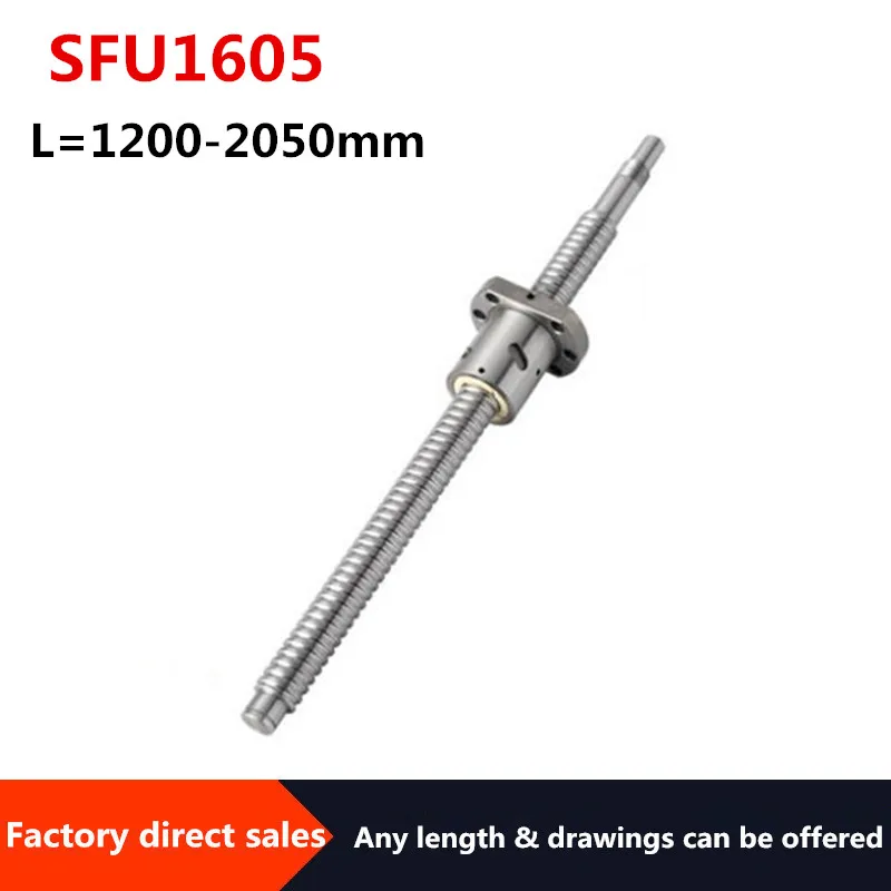 SFU 1605 C7 1200 2050mm personalizate slefuire ballscrew 5mm duce cu SFU1605 ballnut+end prelucrate pentru CNC diy kit SFU