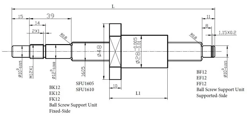 SFU 1605 C7 1200 2050mm personalizate slefuire ballscrew 5mm duce cu SFU1605 ballnut+end prelucrate pentru CNC diy kit SFU