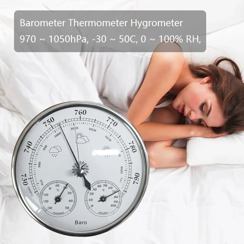 Perete Analogic Barometru Termometru Higrometru 3 In 1 Stația Meteo Temperatura Umiditate Atmosferică Monitor De Presiune A Aerului Metru