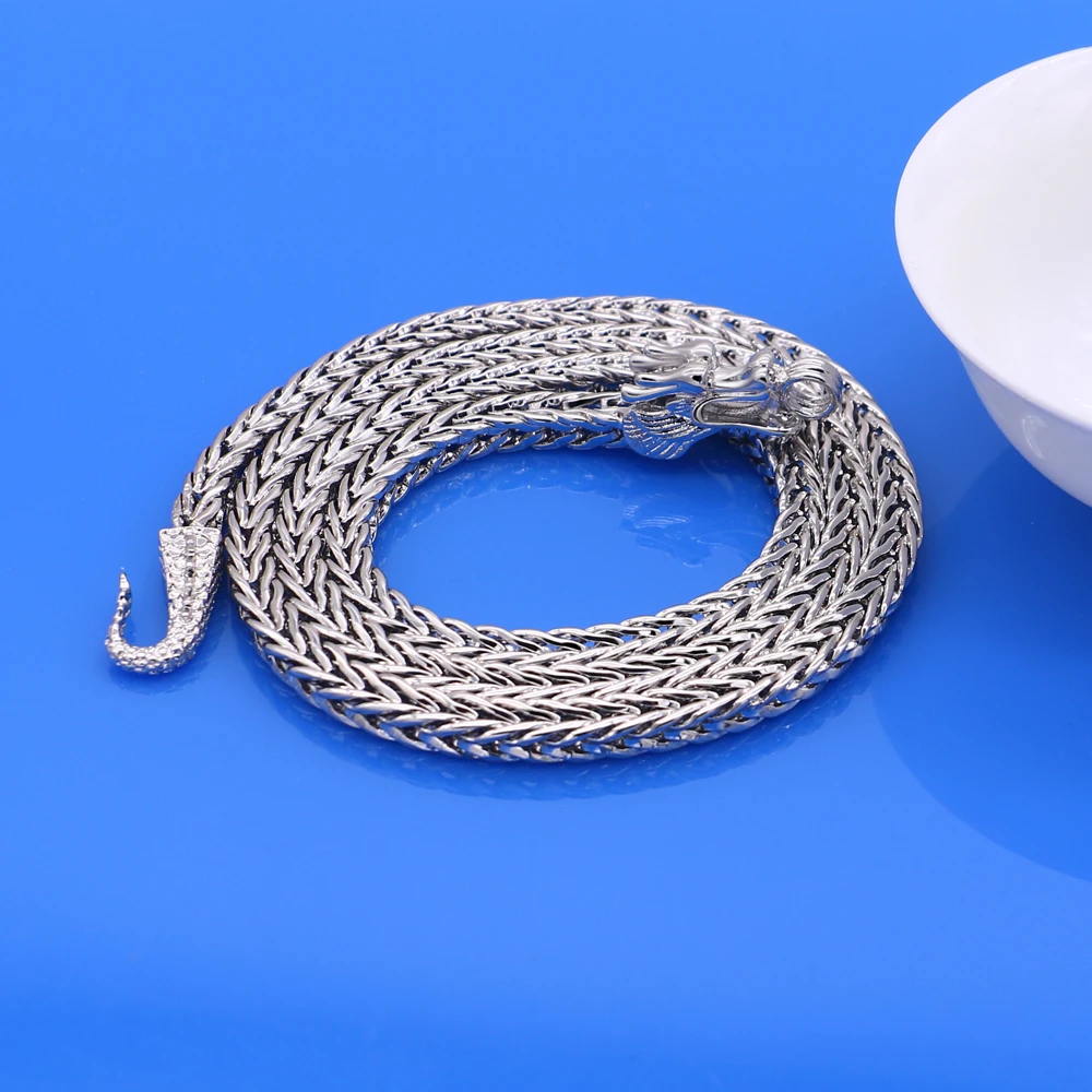 Dargon colier pandantiv argint 925 barbati lanț de argint de Moda bărbați bijuterii 5MM 61cm solid Thai argint Retro colier