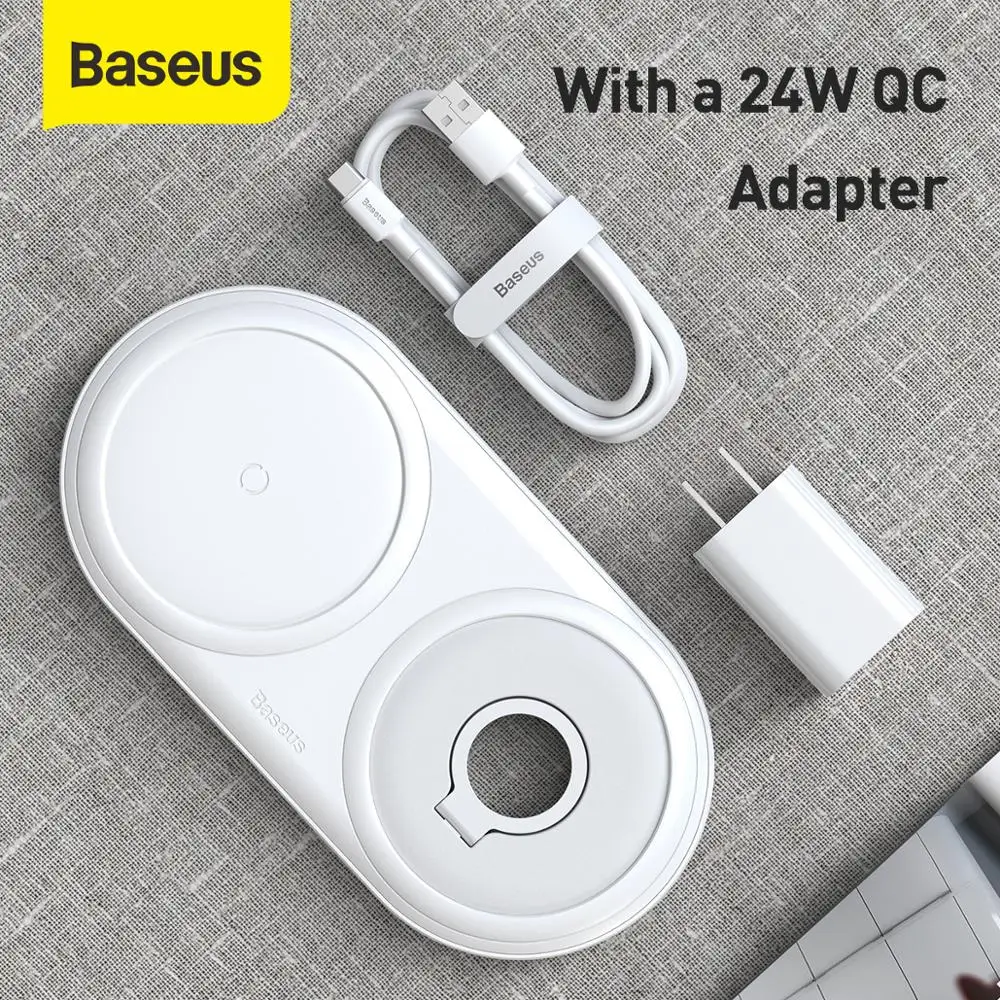 Baseus 2-în-1 Încărcător Wireless pentru a Viziona televiziune prin Cablu Bobinator 10W cu Dublă Încărcare Rapidă pentru Telefon pentru Pod Detașabil Ceas Cutie de Depozitare