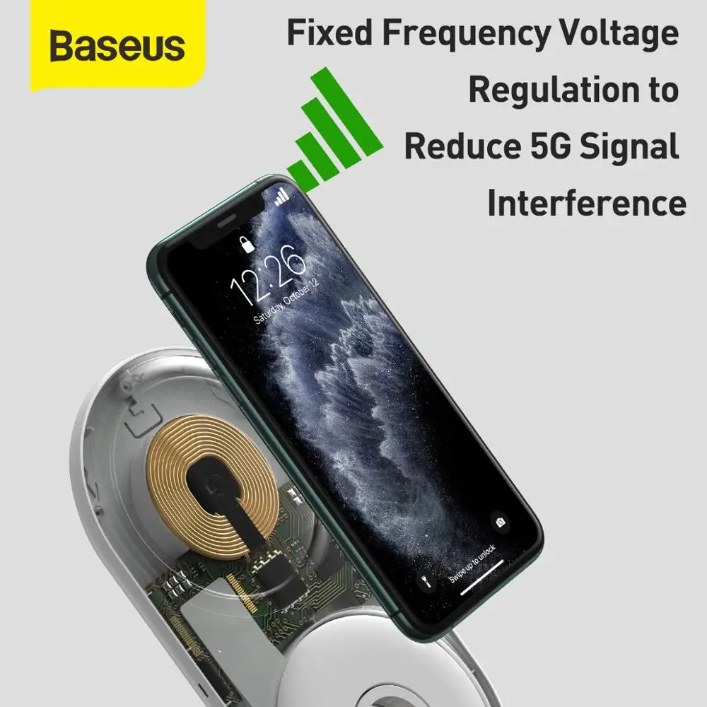 Baseus 2-în-1 Încărcător Wireless pentru a Viziona televiziune prin Cablu Bobinator 10W cu Dublă Încărcare Rapidă pentru Telefon pentru Pod Detașabil Ceas Cutie de Depozitare
