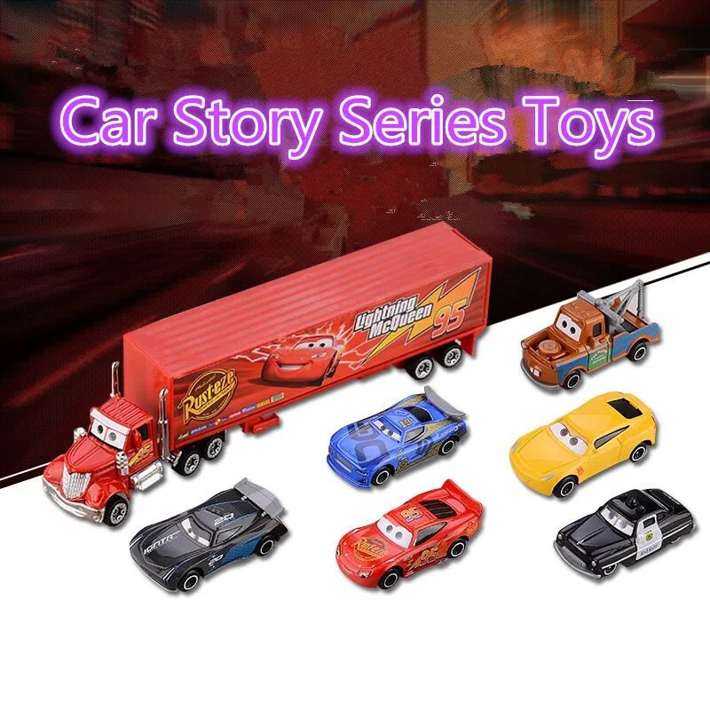 Disney Pixar Masina 3 McQueen Jackson Furtuna Sora Rece Mater Mack Truck 1:55 Turnare Metal Plastic 7 Set Model De Masina Jucărie