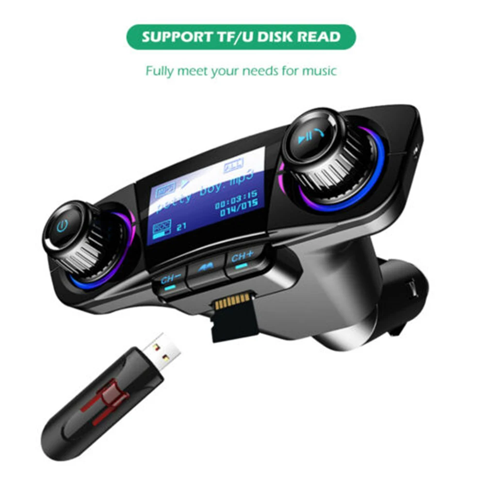Auto Bluetooth Transmițător FM MP3 Player Hands free Radio Kit Adaptor Incarcator USB